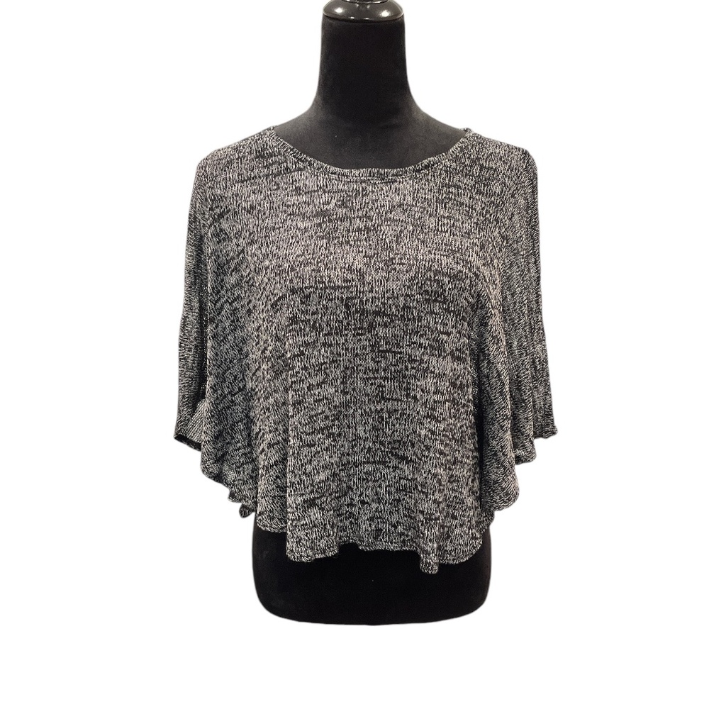 Harmony Black/White Knit Batwing Cropped Top M